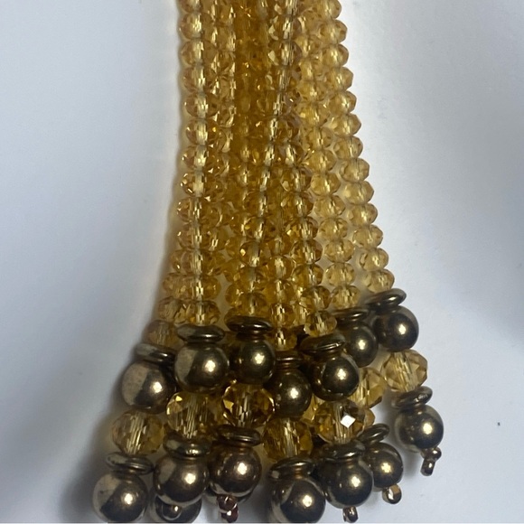 Tassel necklace with crystal beads, citrine and brass beads 44”in - Picture 2 of 10